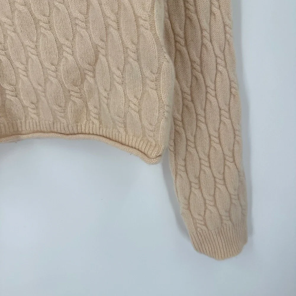 J. Crew Cashmere Cable Knit Mock Neck Sweater Soft Girl Aesthetic L‎